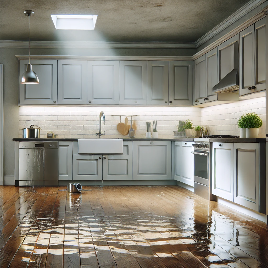 water damage in kitchen from appliance leak in Kane county, IL 60174